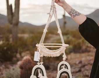 Rainbow Macrame baby mobile
