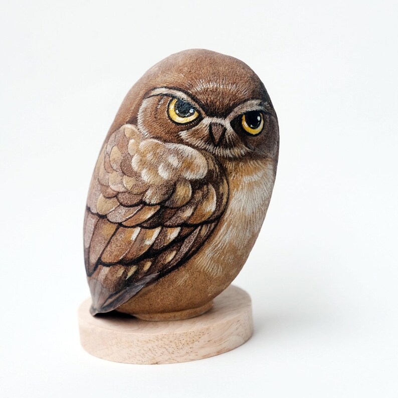 Owl stone painting Stone Art Paint by Acrylic Colour Unique. Etsy