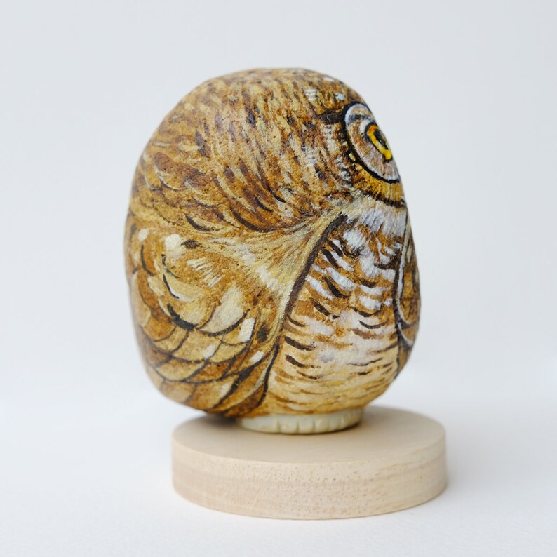 Owl stone painting Unique. Stone Art Paint by Acrylic Colour