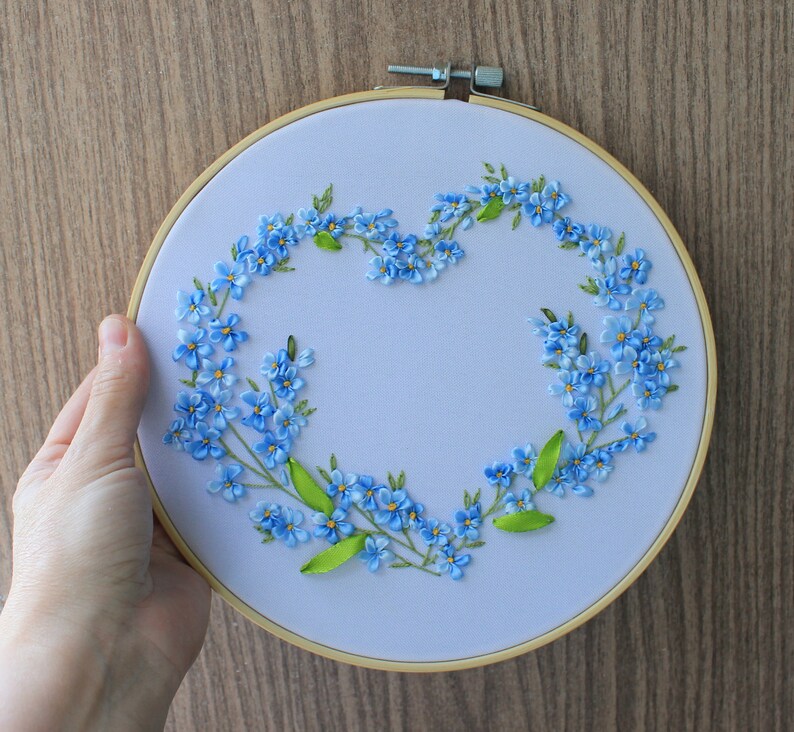 Ribbon embroidery wall art flower framed personalised cute Etsy