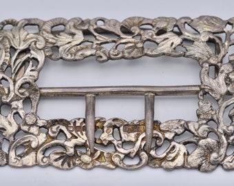 Antike Massiv Silber c1889 Große Schuhschnalle, Birm