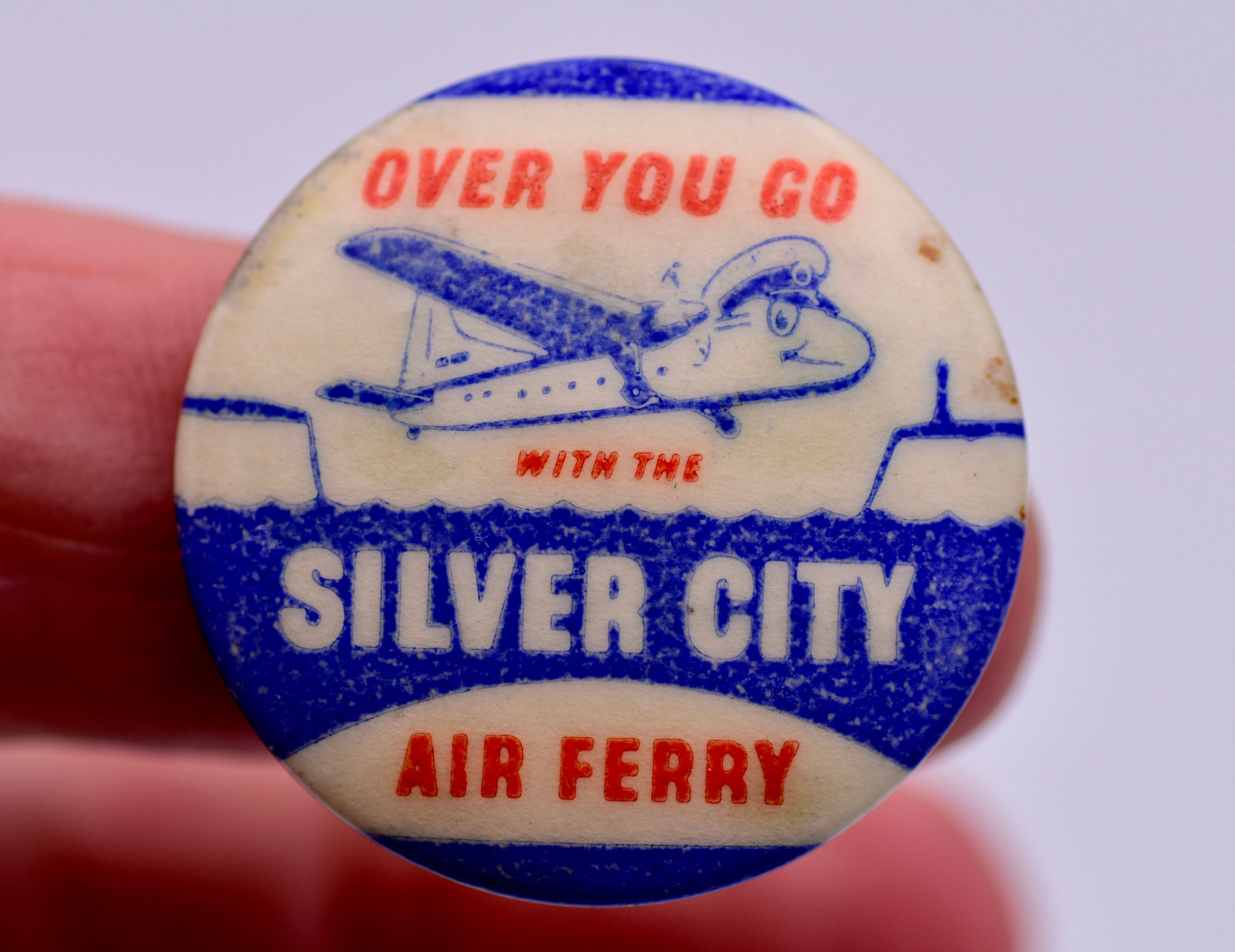 Silver City Air Ferry promotional badge c1950s //  Scarce colour  //