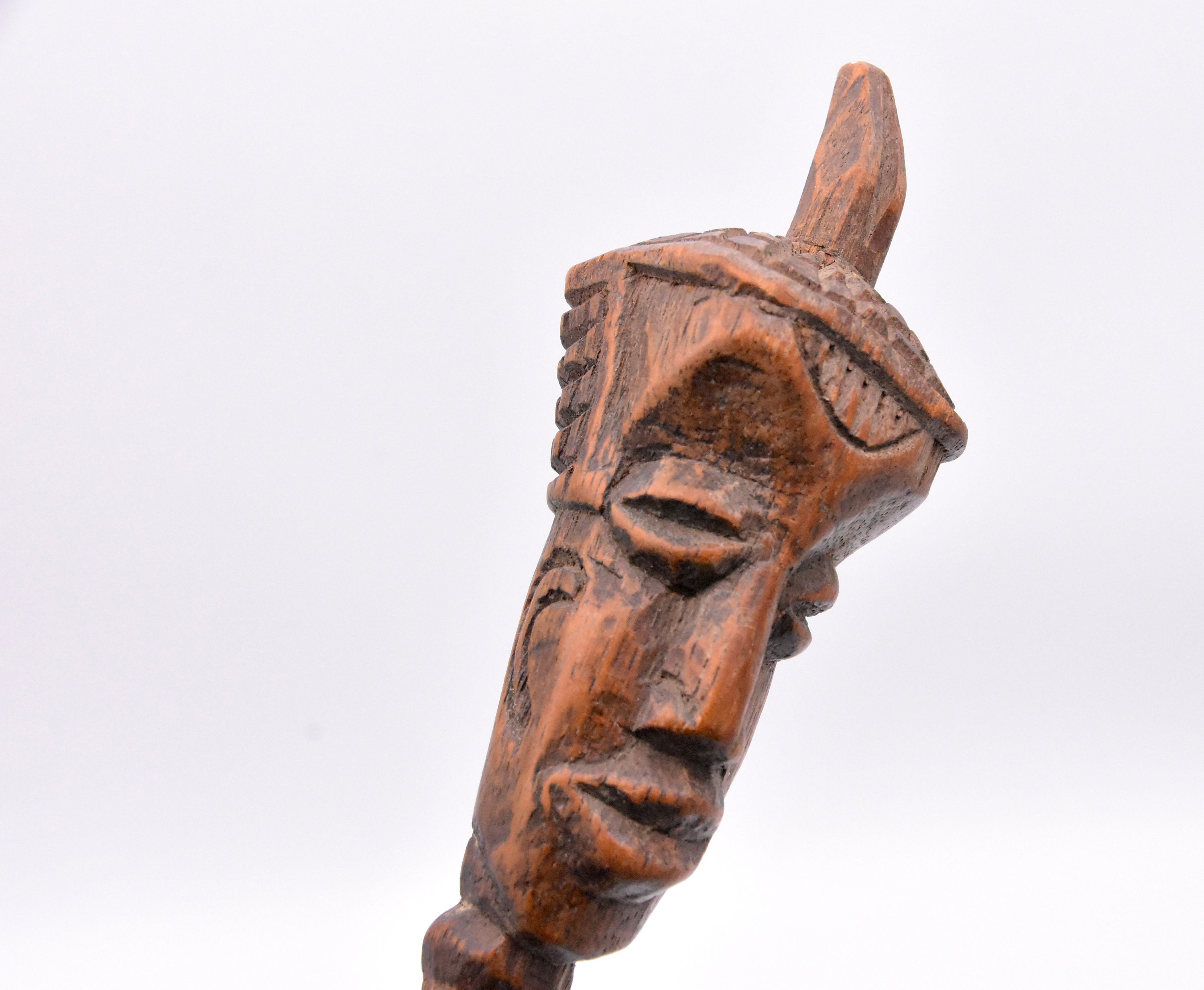 Fantastic Antique Unusual Tribal treen Staff, carving