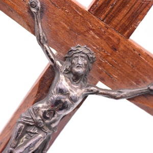 Lovely Vintage Small Wall hung Crucifix , Christ figure INRI