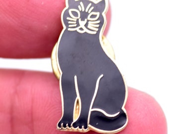 Lovely Black & Gold Cat Badge