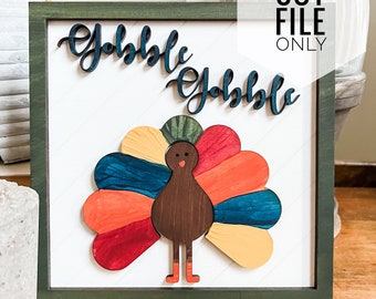 Thanksgiving Sign Glowforge File/ SVG/ PDF/ PNG/ Turkey Sign/ Gobble Gobble