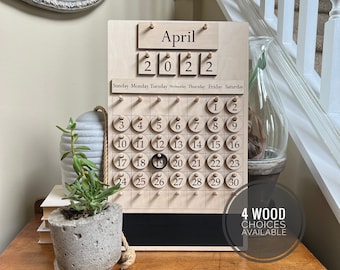 Wood School Calendar with Year/ Homeschool Wood Calendar/ Perpetual Calendar/ Montessori Calendar/ Classroom Calendar/ Preschool Calendar