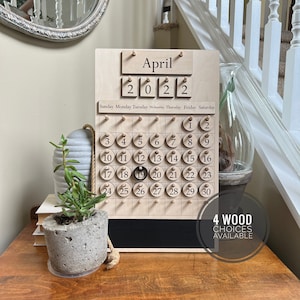 Wood School Calendar with Year/ Homeschool Wood Calendar/ Perpetual Calendar/ Montessori Calendar/ Classroom Calendar/ Preschool Calendar