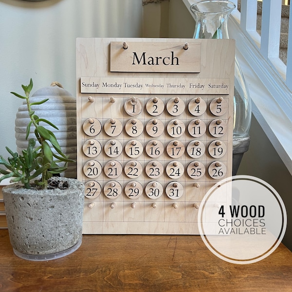 Wooden Calendar - Etsy