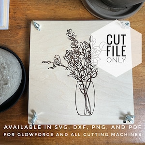 Prensa de flores 8x8 Arquivo Glowforge/ SVG/ PDF/ PNG/ Arquivo de estudo da natureza/ Arquivo escolar em casa/ Arquivo de corte de prensa de flores secas