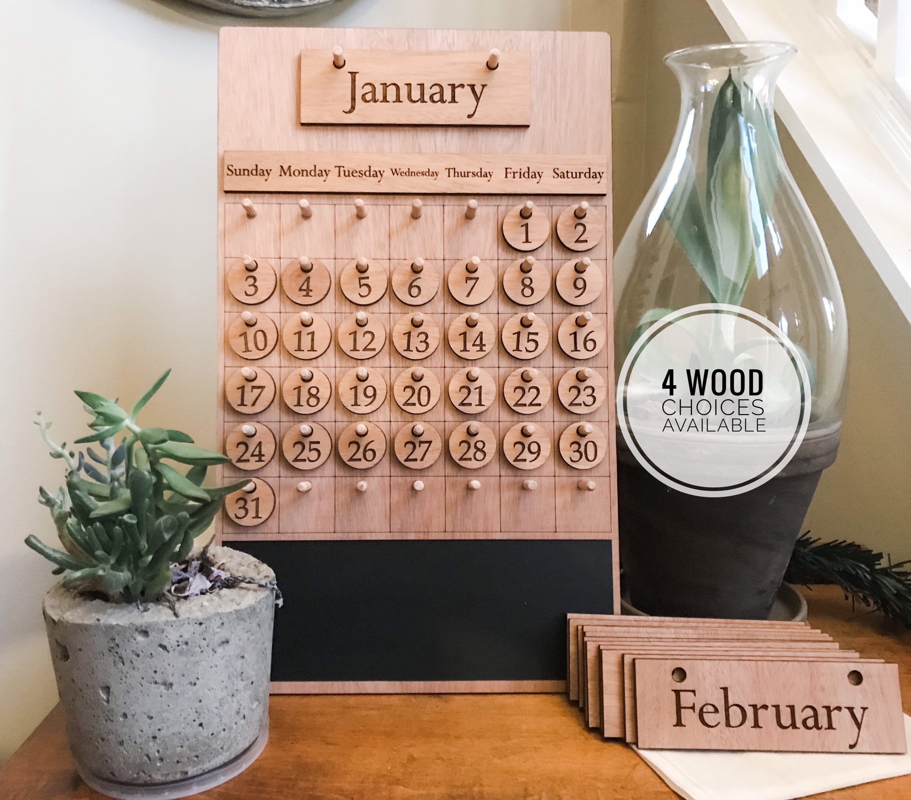 Wood School Calendar/ Homeschool Wood Calendar/ Perpetual Etsy