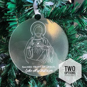 Sacred Heart of Jesus Christmas Ornament/ Religious Ornament/ Catholic Ornament/ Christmas Engraved Ornament image 1