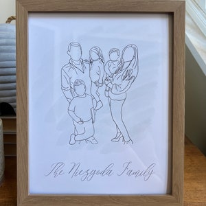 Personalized Line Drawing Family Portrait/ Minimalist Family Portrait/ Family Outline Portrait/ Couples Portrait/ Kids Portrait image 3
