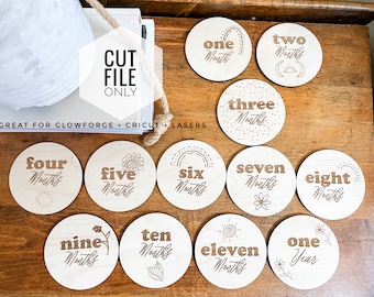 Boho Baby Milestone Discs Glowforge File/ SVG/ PDF/ PNG/ Baby Discs File/ Baby Milestones File / Baby Girl Laser File/