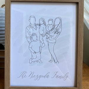 Personalized Line Drawing Family Portrait/ Minimalist Family Portrait/ Family Outline Portrait/ Couples Portrait/ Kids Portrait image 4