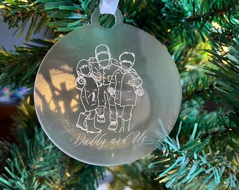 Family Sketch Christmas Ornament/ Personalized Ornament/ Family Drawing Ornament/ Loved One’s Ornament/ Mom and Dad Gift