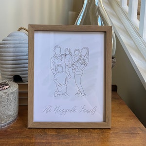 Personalized Line Drawing Family Portrait/ Minimalist Family Portrait/ Family Outline Portrait/ Couples Portrait/ Kids Portrait image 1