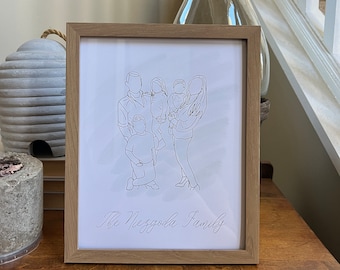 Personalized Line Drawing Family Portrait/ Minimalist Family Portrait/ Family Outline Portrait/ Couples Portrait/ Kids Portrait