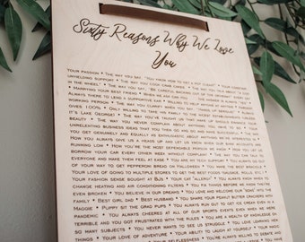 Fortieth/ Fiftieth/ Sixtieth/ Seventieth Birthday Sign - Forty/ Fifty/ Sixty/ Seventy Reasons Why We Love You - Birthday Sign for Men/Women