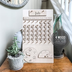 Wood School Calendar with Weather/ Homeschool Wood Calendar/ Perpetual Calendar/ Montessori Calendar/ Classroom Calendar/ Preschool Calendar
