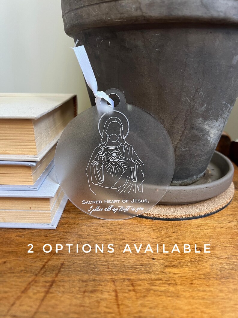 Sacred Heart of Jesus Christmas Ornament/ Religious Ornament/ Catholic Ornament/ Christmas Engraved Ornament image 4