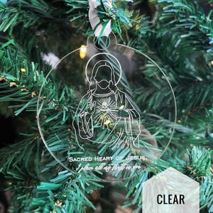 Sacred Heart of Jesus Christmas Ornament/ Religious Ornament/ Catholic Ornament/ Christmas Engraved Ornament image 3