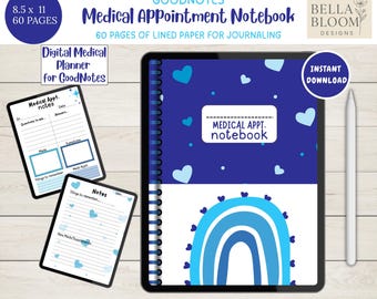 Digital Medical Journal for GoodNotes, Doctor Appointment Tracker, Health Planner for iPad, Medical Notes Notebook, Chronic Illness Tracker