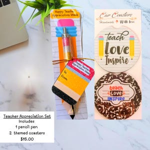 Teacher Appreciation Gift, Pencil Pen, Teacher coasters, Teacher accessories, Thank you teacher gift, Teacher coasters, Classroom Teacher