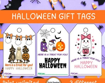 Halloween Gift Tag, Halloween Favor Tag, Trick or Treat Favor Tag, Halloween Treat Tags, Halloween Teacher Tag, Halloween template, Digital