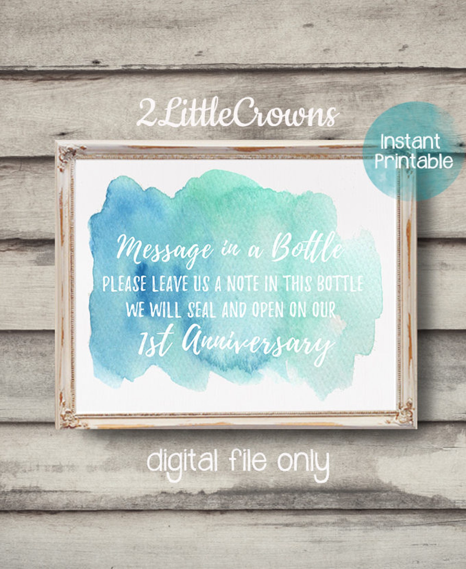 Message in a Bottle Wedding Sign Printable File for Wedding Reception ...