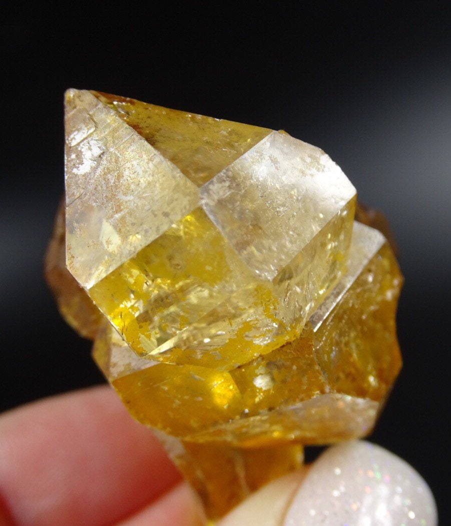 Clear, Naturally Orange Coated, Quartz Crystal Cluster