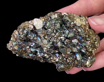 Iridescent Pyrite & Calcite Crystal Cluster from Trepça Mines Kosovo