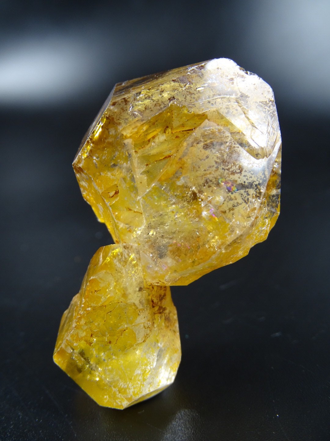 Clear, Naturally Orange Coated Quartz Crystal Cluster