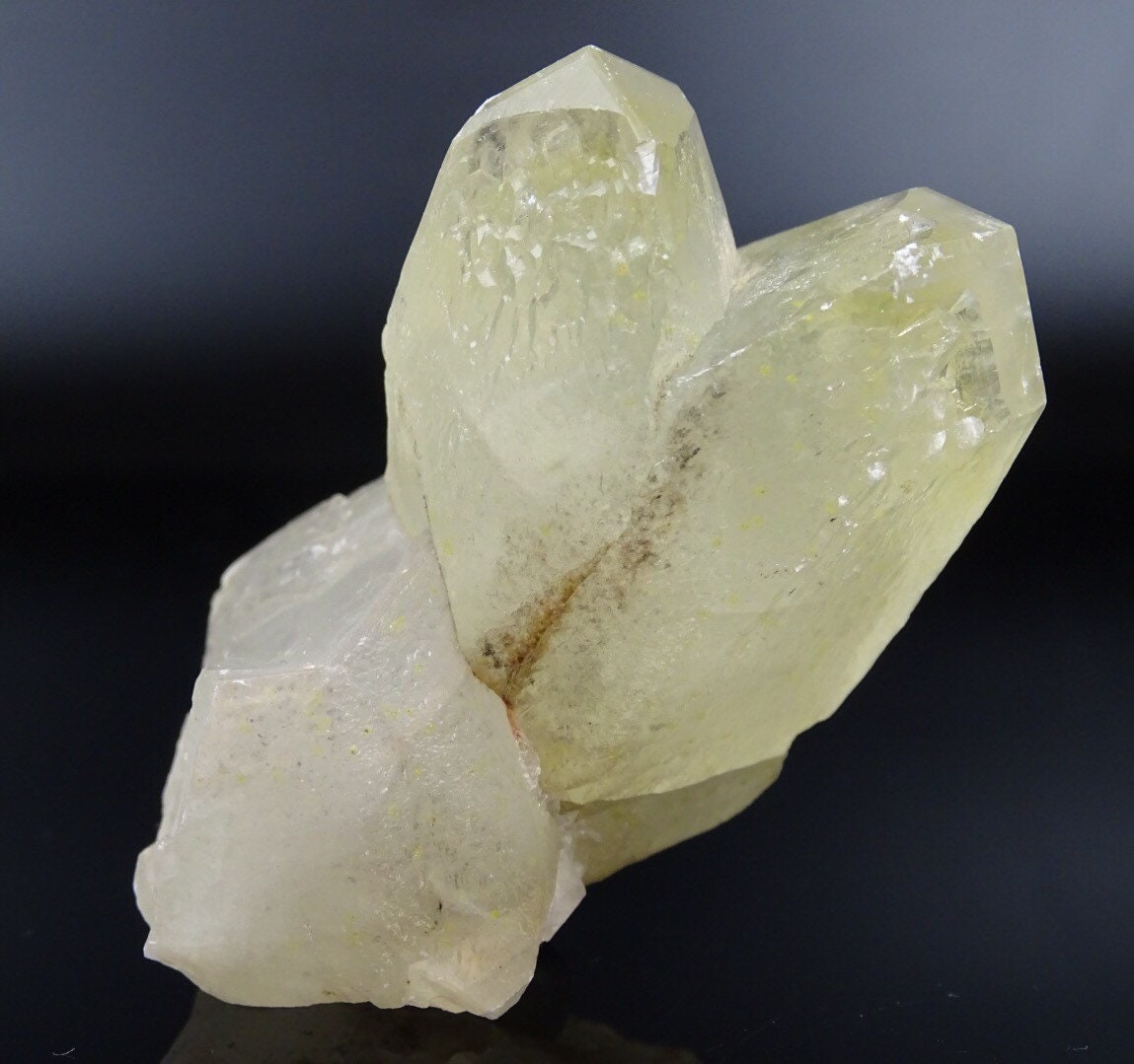 Intergrown, Faint Yellow Twin Calcite Crystals