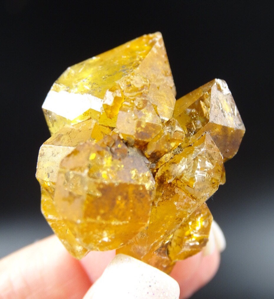 Clear, Naturally Orange Coated, Quartz Crystal Cluster