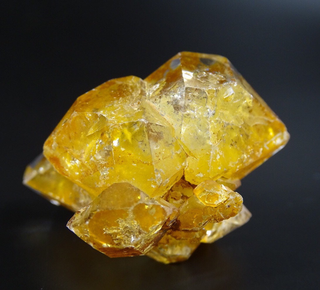Clear, Naturally Orange Coated, Quartz Crystal Cluster