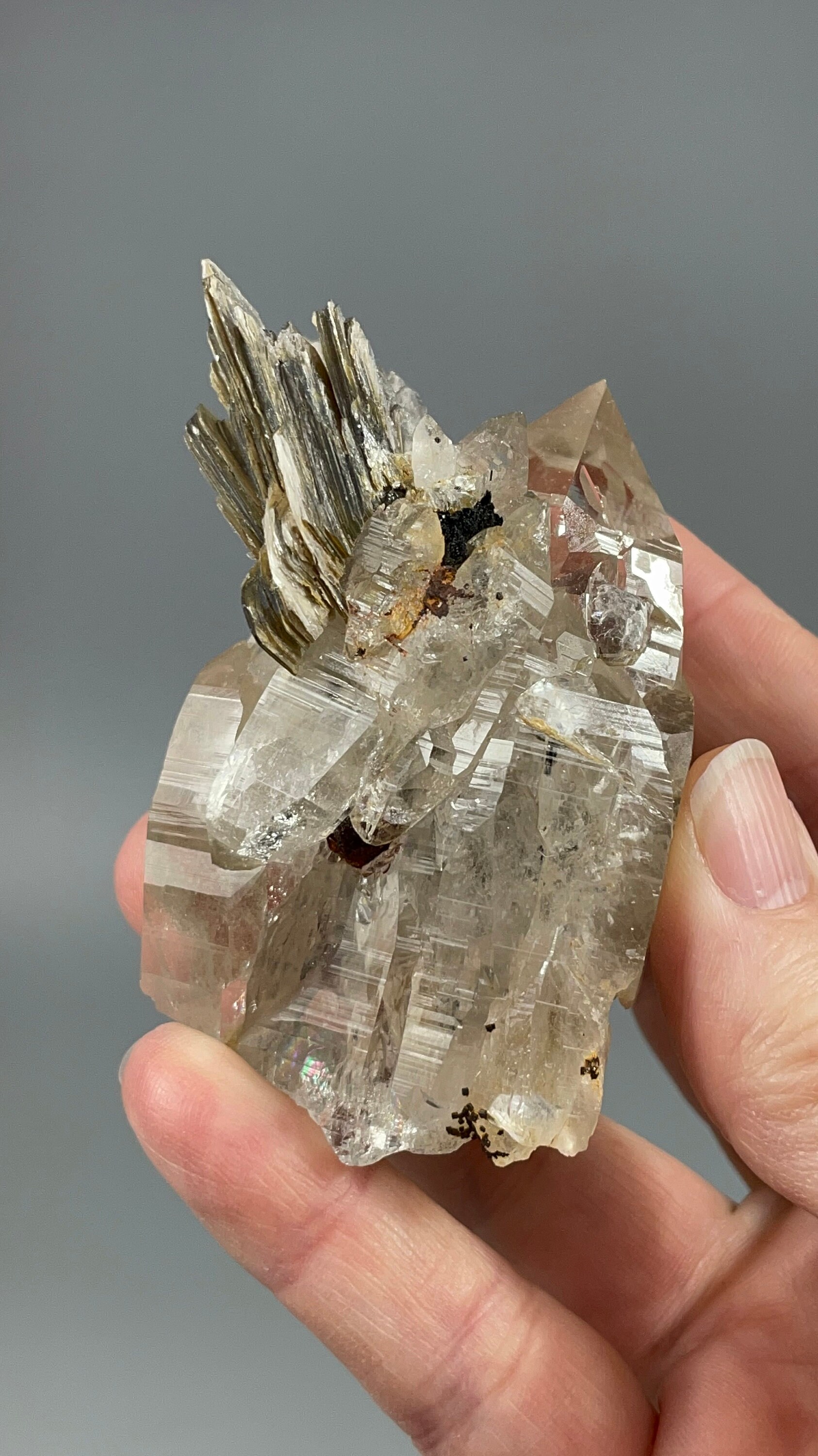 Star Mica Muscovite Mica Cluster With Included Smoky Etsy