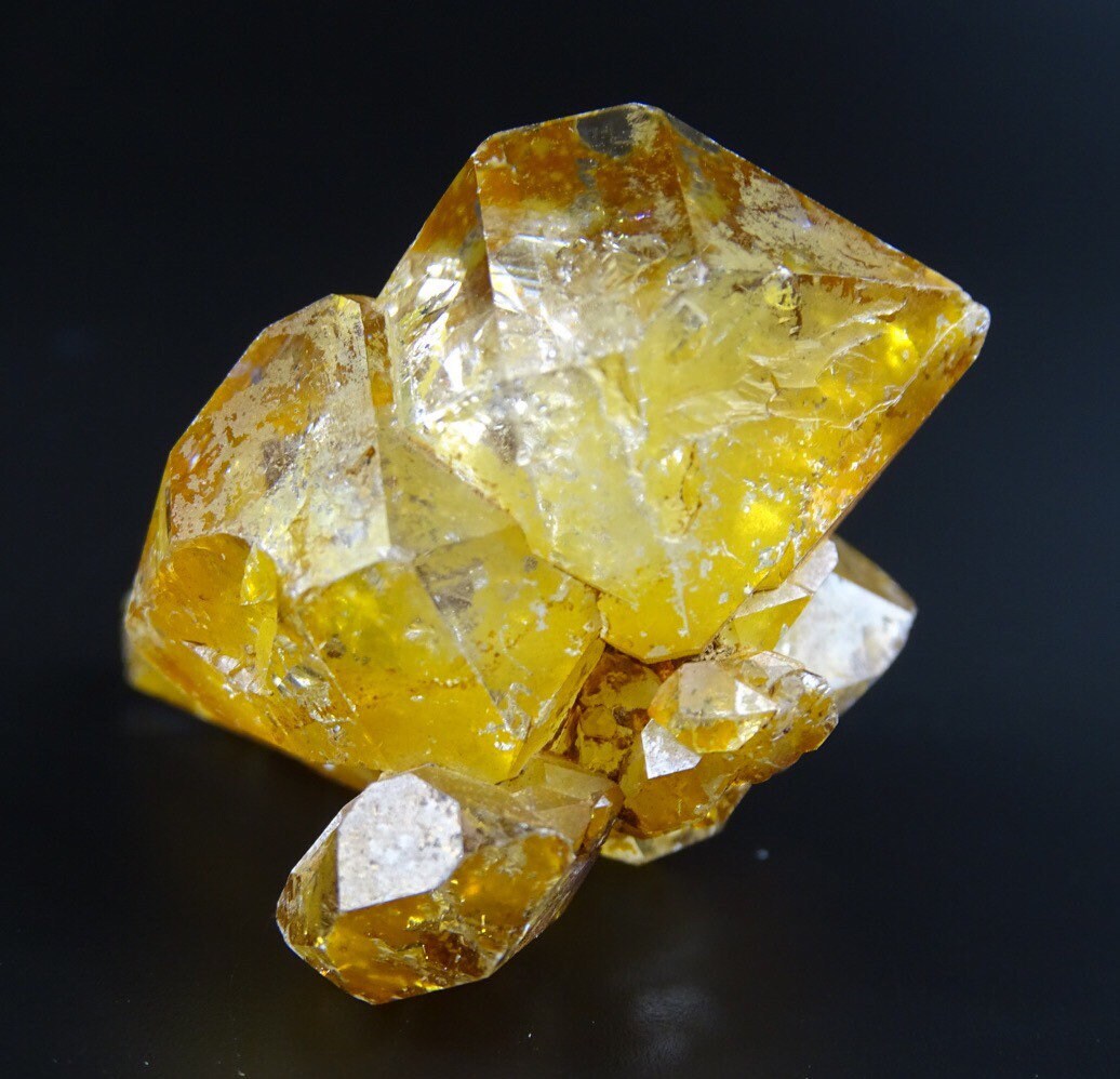 Clear, Naturally Orange Coated, Quartz Crystal Cluster