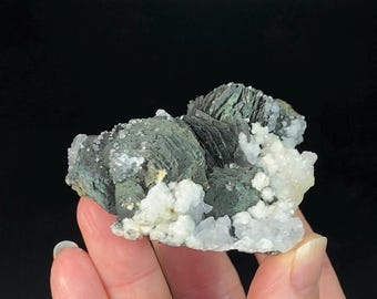 Marcasite After Pyrrhotite with Sphalerite & Minor Fluorescent Calcite and Rhodohrosite from Trepça Mines Kosovo