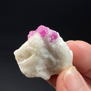 UV Reactive Natural Ruby Crystals on Marble Matrix