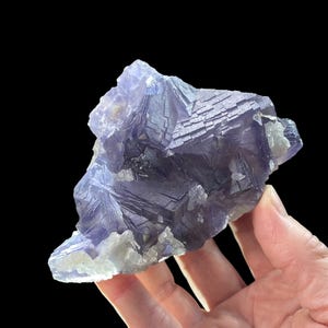Purple Cubic Fluorite Cluster with Calcite