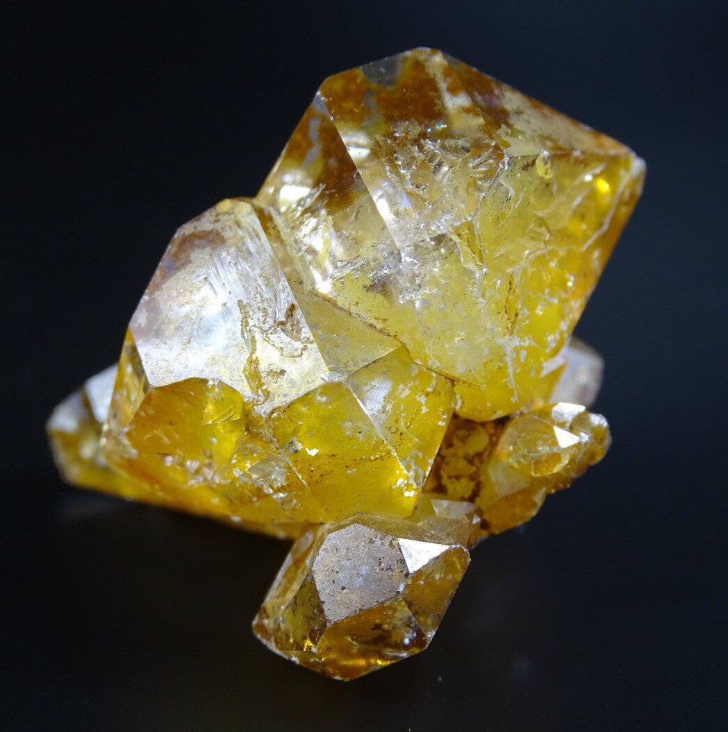 Clear, Naturally Orange Coated, Quartz Crystal Cluster