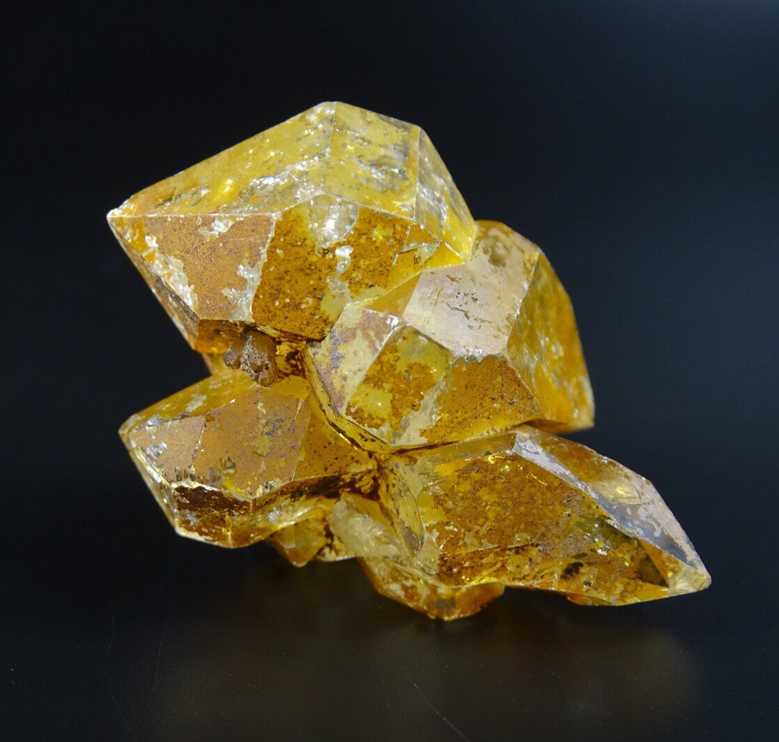 Clear, Naturally Orange Coated, Quartz Crystal Cluster