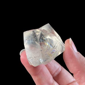 Golden Rhombic Calcite Cluster with Rainbows