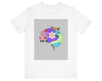 Floral Brain Art T-Shirt, Nature Lover Tee, Eco-Friendly Fashion