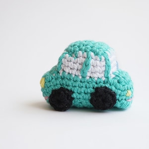 Green car - crochet amigurumi keychain - mint color