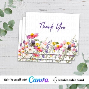 Wildflowers Border Notecard Thank You Card