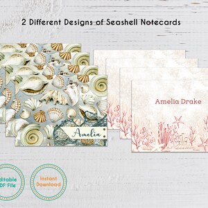 Imprimable Modifiable - Cartes de correspondance personnalisées - Coquillages