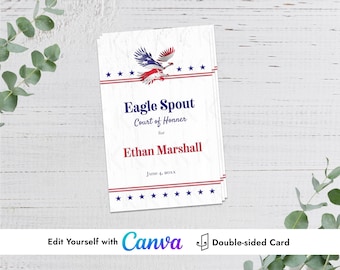 Flag Eagle on White Wood Event Program Canva Template