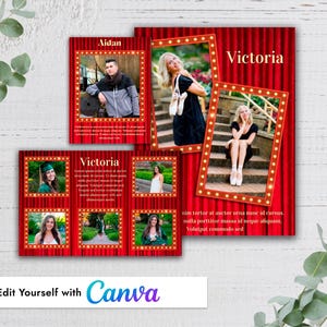 Marquee Lights Personal Ad Canva Template-Dance Recital Yearbook Senior Tribute Theatre Program Ad